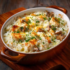 Arroz de Forno com Frango Cremoso: Praticidade e Sabor