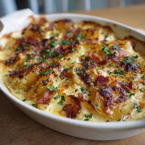 Batata Gratinada Cremosa com Bacon