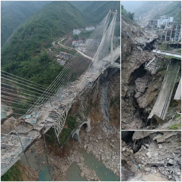 China flagra ponte de 758 metros desabando após rachaduras estruturais — vídeo viraliza nas redes
