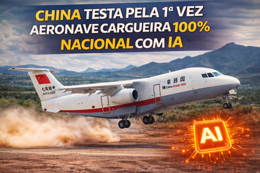 China testa pela primeira vez aeronave cargueira 100% nacional com inteligência artificial