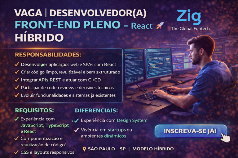 Desenvolvedor(a) Front-end Pleno (React): construa experiências digitais de alto impacto na Zig