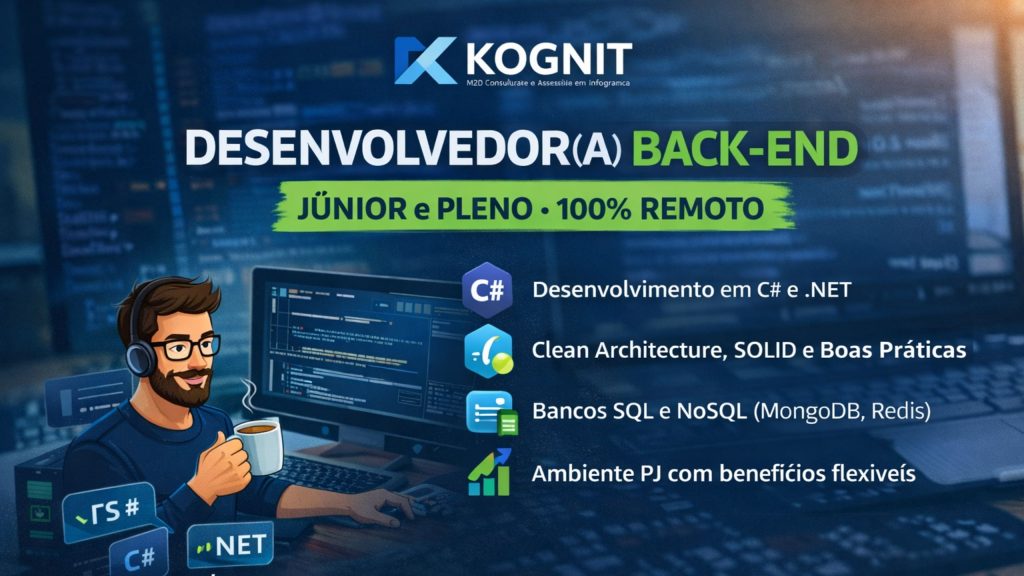M2D (Kognit) abre vagas remotas para Desenvolvedor(a) Back-End Júnior e Pleno em .NET