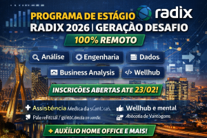 Programa de Estágio Radix 2026 | Geração Desafio 100% Remoto com Projetos Globais em Tecnologia, Dados e Engenharia