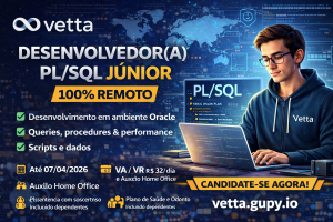 Desenvolvedor(a) PL/SQL Júnior 100% Remoto na Vetta | Oracle, Performance e Digitalização Industrial