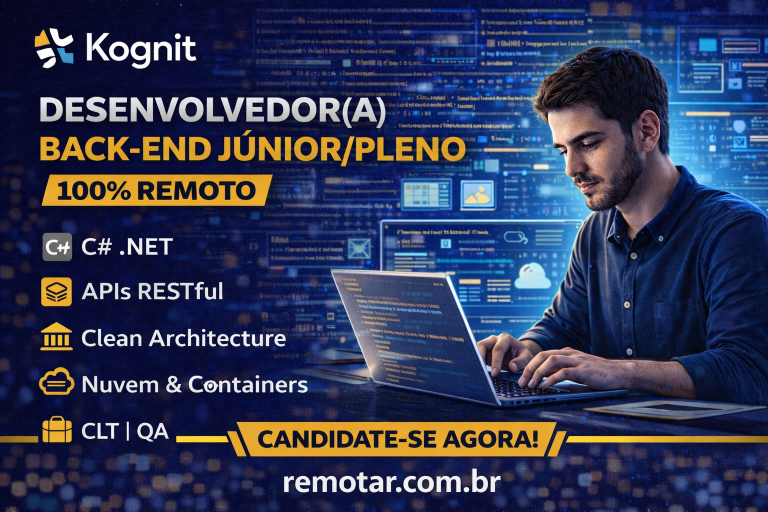Desenvolvedor(a) Back-End Júnior/Pleno 100% Remoto na Kognit | C# .NET, APIs REST, Clean Architecture e Cloud