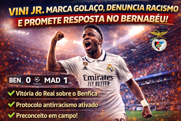Vini Jr. Marca Golaço, Denuncia Racismo em Lisboa e Promete Resposta no Bernabéu Após Vitória do Real Madrid na Champions