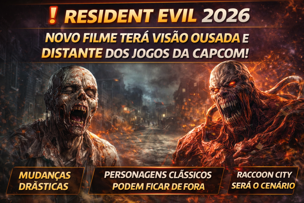 RESIDENT EVIL 2026 PROMETE REINVENTAR A FRANQUIA NOS CINEMAS COM VISÃO OUSADA E DISTANTE DOS JOGOS DA CAPCOM