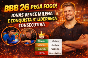 BBB 26 PEGA FOGO: JONAS CONFIRMA FAVORITISMO, VENCE MILENA E CONQUISTA TERCEIRA LIDERANÇA SEGUIDA EM PROVA ELETRIZANTE