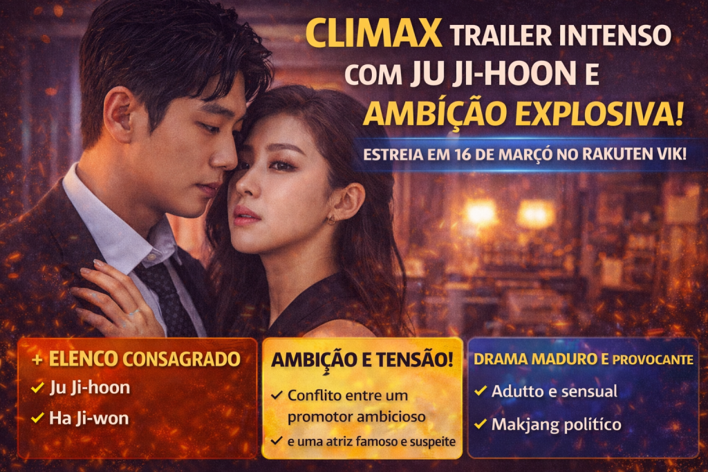 Climax Chega com Trailer Intenso, Ambição Explosiva e Ju Ji-hoon em Papel Provocador no Novo K-Drama do Rakuten Viki