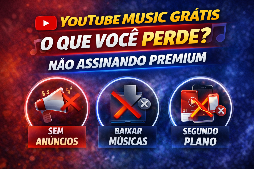 YouTube Music Grátis em 2026: 3 Recursos Importantes Que Você Perde ao Não Assinar o Premium