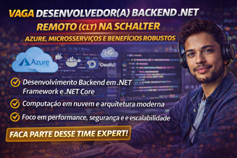 DESENVOLVEDOR(A) BACKEND .NET REMOTO (CLT) NA SCHALTER: AZURE, MICROSSERVIÇOS, ALTA PERFORMANCE E PACOTE COMPLETO DE BENEFÍCIOS