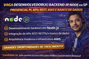 DESENVOLVEDOR(A) BACKEND JR NODE EM SÃO PAULO: OPORTUNIDADE PRESENCIAL PJ COM FOCO EM APIs, AWS E ARQUITETURA MODERNA