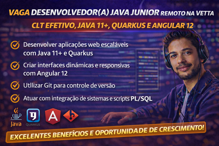 DESENVOLVEDOR(A) JAVA JUNIOR REMOTO: OPORTUNIDADE EFETIVA PARA ATUAR COM JAVA 11+, QUARKUS, ANGULAR E TRANSFORMAÇÃO DIGITAL INDUSTRIAL