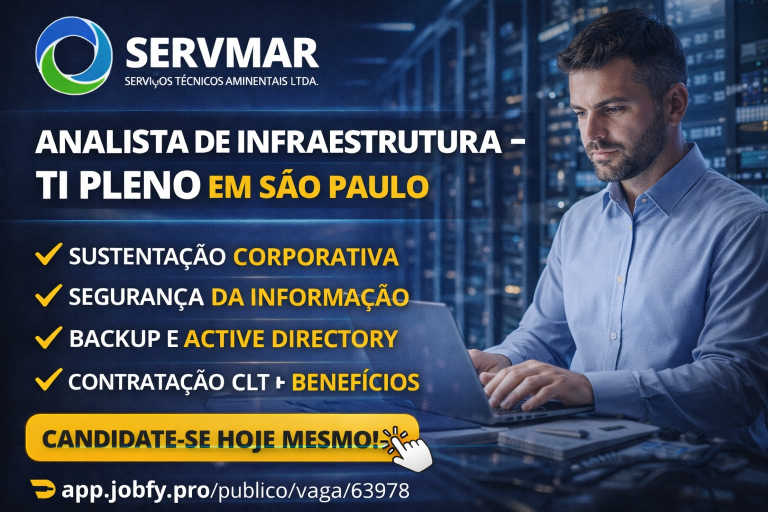 Analista de Infraestrutura – TI Pleno na SERVMAR: Consolide Sua Carreira em Sustentação, Segurança e Governança de TI Corporativa