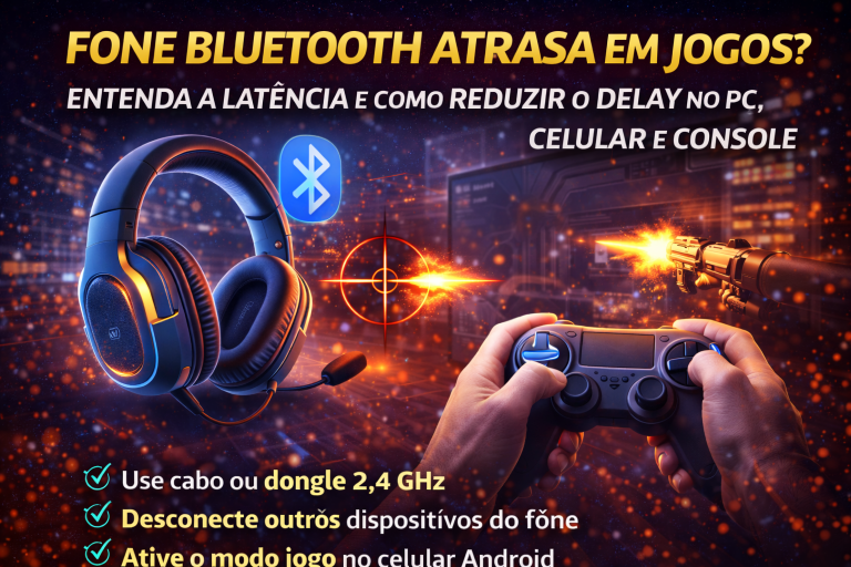 Fone Bluetooth em Jogos Tem Atraso? Entenda a Latência, Descubra as Causas e Veja Como Reduzir o Delay no PC, Celular e Console