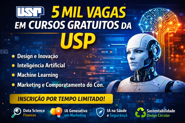 5 Mil Vagas em Cursos Gratuitos da USP: Aprenda Inteligência Artificial, Machine Learning, Marketing e Inovação com Certificação Online