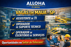 Alloha Fibra Abre Vagas em Mauá (SP): Assistente de TI, Operador de Suporte Técnico e Operador de Escritório de Serviços no Setor de Telecomunicações
