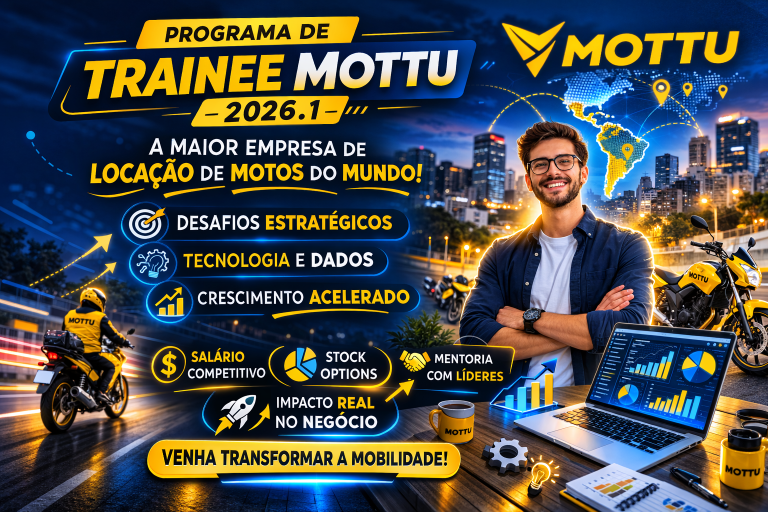 PROGRAMA DE TRAINEE MOTTU 2026: CARREIRA ACELERADA EM TECNOLOGIA, DADOS E ESTRATÉGIA NA MAIOR STARTUP DE MOBILIDADE DA AMÉRICA LATINA