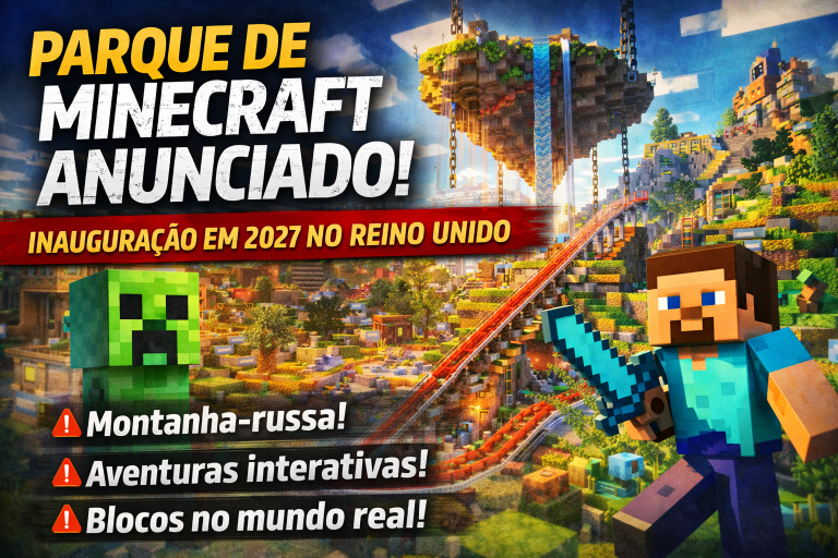 MINECRAFT GANHA PARQUE TEMÁTICO GIGANTE: PROJETO DE US$ 70 MILHÕES PROMETE EXPERIÊNCIA IMERSIVA NO REINO UNIDO EM 2027