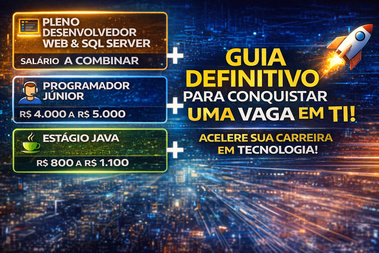 DESENVOLVEDOR PLENO, JÚNIOR E ESTÁGIO EM ALTA: COMO CONQUISTAR UMA VAGA EM TI E ACELERAR SUA CARREIRA EM 2026