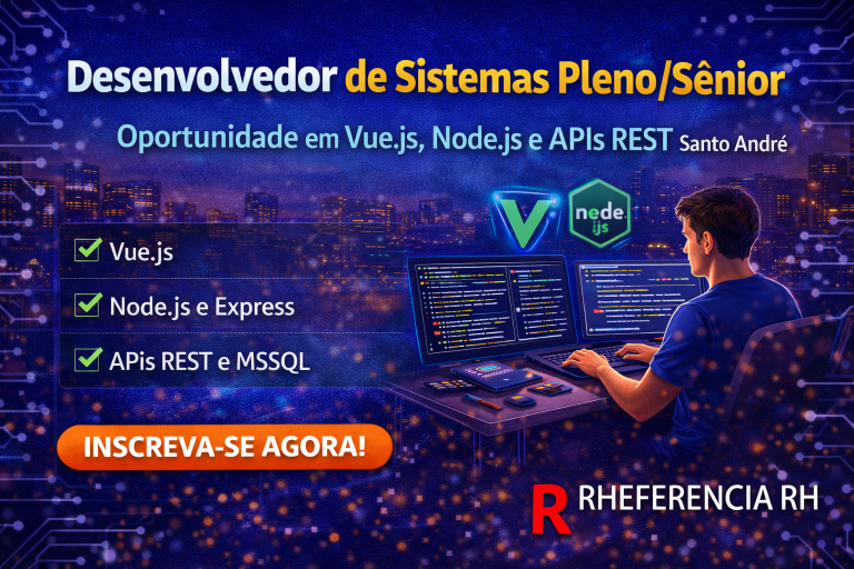 Desenvolvedor de Sistemas Pleno/Sênior em Santo André: Oportunidade para Trabalhar com Vue.js, Node.js e APIs REST em Empresa de Tecnologia