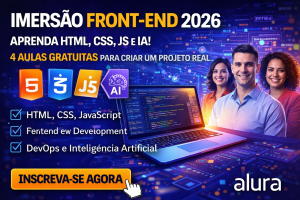 IMERSÃO FRONT-END COM INTELIGÊNCIA ARTIFICIAL: APRENDA HTML, CSS E JAVASCRIPT EM 4 AULAS GRATUITAS E CONSTRUA UM PROJETO REAL