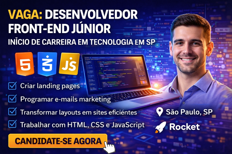 VAGA PARA DESENVOLVEDOR FRONT-END JÚNIOR: COMO INICIAR UMA CARREIRA CRIANDO LANDING PAGES, E-MAIL MARKETING E EXPERIÊNCIAS DIGITAIS