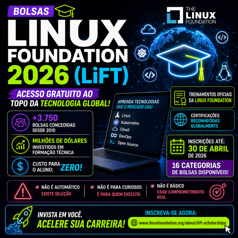 Bolsas Linux Foundation 2026 (LiFT): Como Acessar Formação Global Gratuita em Tecnologia e Acelerar sua Carreira em Open Source
