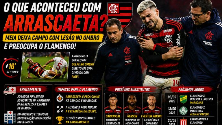 O DESAFIO DO FLAMENGO DIANTE DA INCERTEZA: A LESÃO DE ARRASCAETA E OS RUMOS DA TEMPORADA NA LIBERTADORES 2026