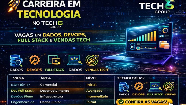 Carreira em Tecnologia na Tech6 Group: Como Conquistar Vagas em Dados, DevOps, Full Stack e Vendas em uma Empresa Global de Inovação