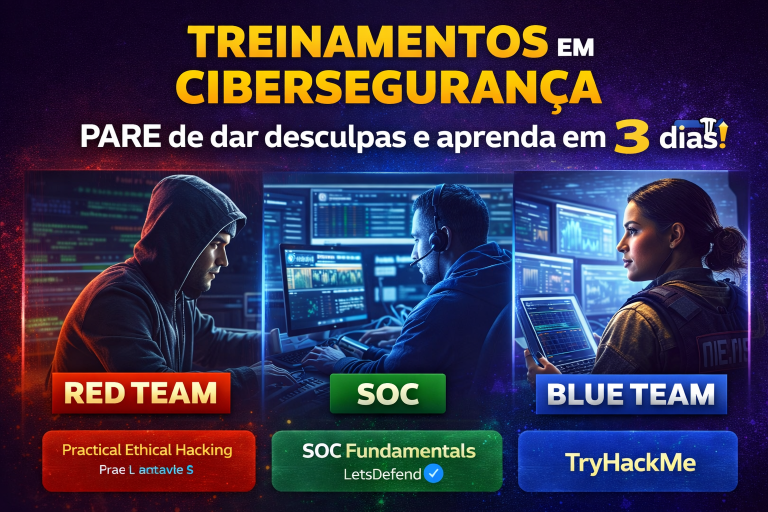 3 Treinamentos Gratuitos em Cibersegurança Para Aprender em 3 Dias e Iniciar Sua Carreira em Red Team, SOC e Blue Team