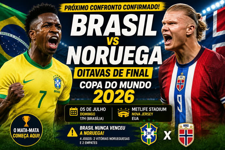 Brasil x Noruega: duelo histórico coloca o sonho do hexa em jogo nas oitavas da Copa do Mundo de 2026