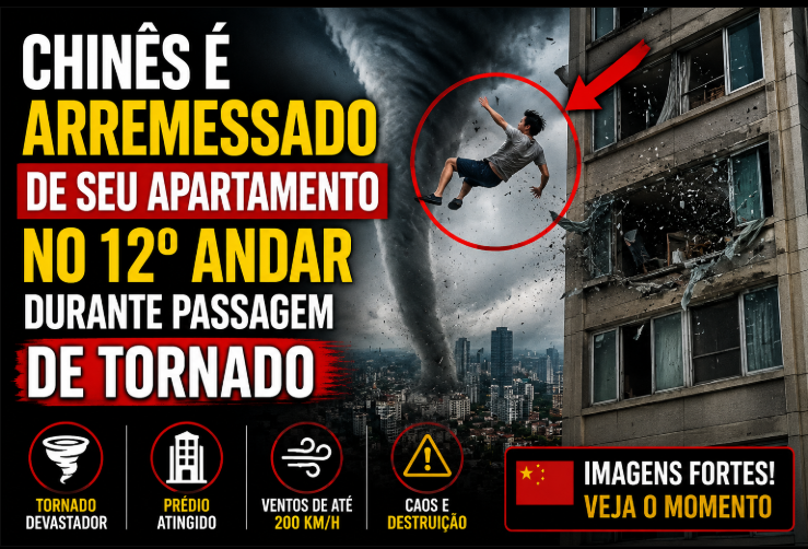 Chinês é arremessado de seu apartamento no 12º andar durante passagem de tornado