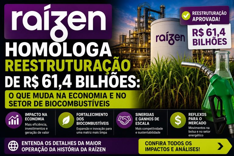 Raízen homologa reestruturação de R$ 61,4 bilhões: o que muda na economia e no setor de biocombustíveis