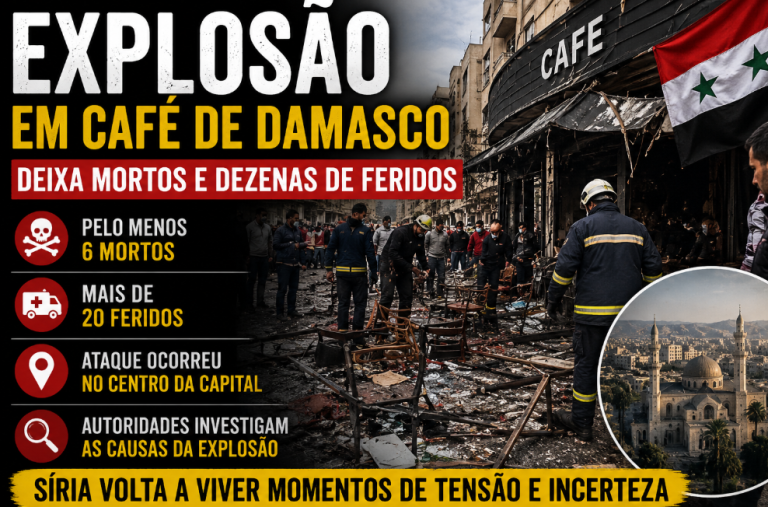 Explosão em café no centro de Damasco deixa mortos e dezenas de feridos na Síria