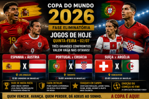 Copa do Mundo 2026: mata-mata começa a esquentar com Espanha em campo e duelo entre Portugal e Croácia
