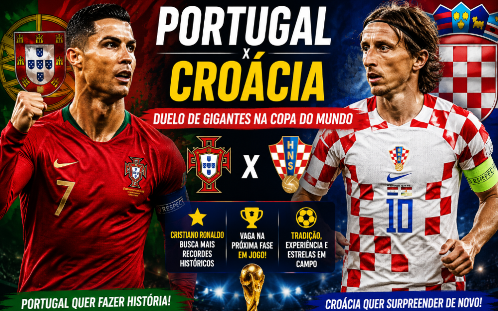 Portugal e Croácia fazem duelo decisivo na Copa do Mundo, enquanto Cristiano Ronaldo busca mais um capítulo histórico