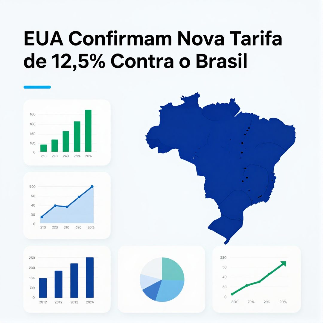 Infográfico - EUA Confirmam Nova Tarifa de 12,5% Contra o Brasil: Impactos na Economia e Reação do governo
