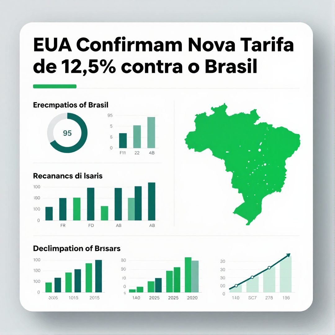 Infográfico - EUA Confirmam Nova Tarifa de 12,5% contra o Brasil: Impactos na Economia e nas Exportações