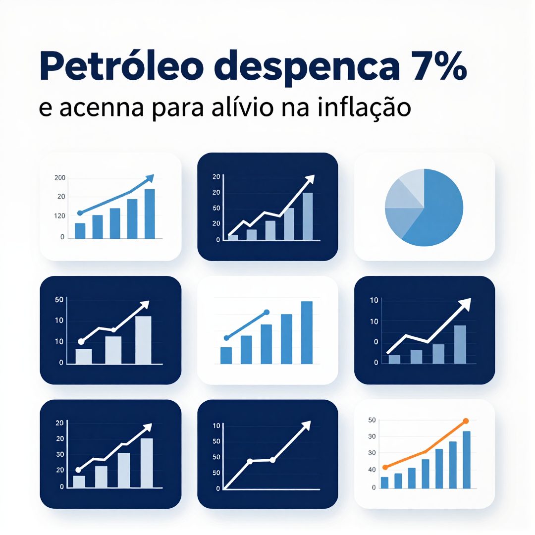 Infográfico - Petróleo despenca 7% e acena para alívio na inflação brasileira