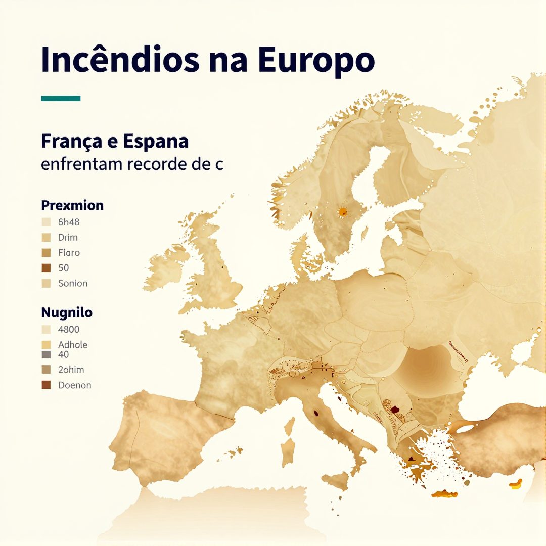 Infográfico - Incêndios na Europa: França e Espanha enfrentam recorde de calor com mais de 200 mil desalojados