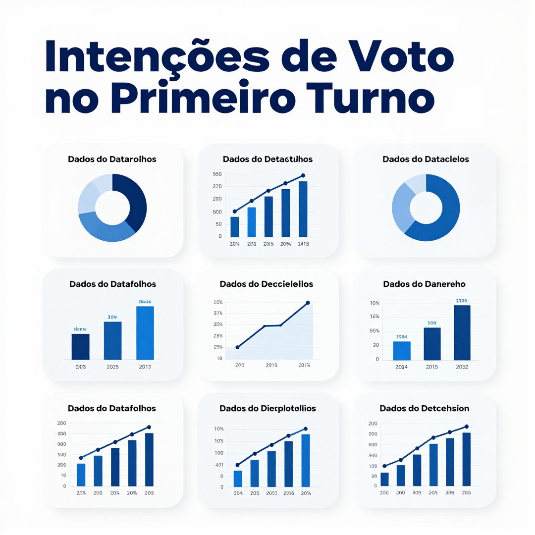 Infográfico - Intenções de Voto no Primeiro Turno: Dados do Datafolha e Impactos Econômicos na Campanha