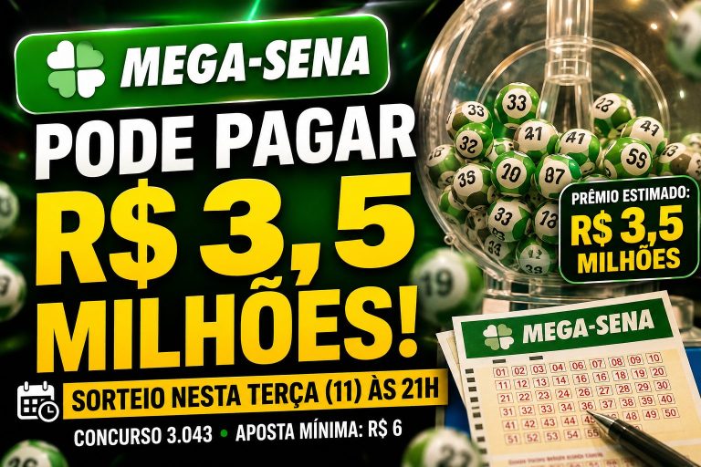 Mega-Sena pode pagar R$ 3,5 milhões nesta terça-feira; veja como apostar