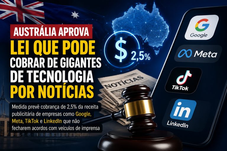 Austrália aprova lei que pode cobrar de gigantes de tecnologia por notícias