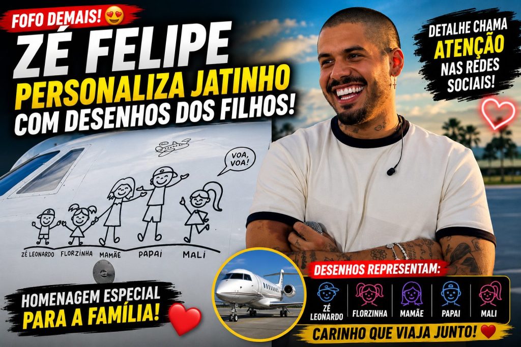 Zé Felipe Personaliza Jatinho com Desenhos dos Filhos e Homenagem Chama Atenção nas Redes Sociais