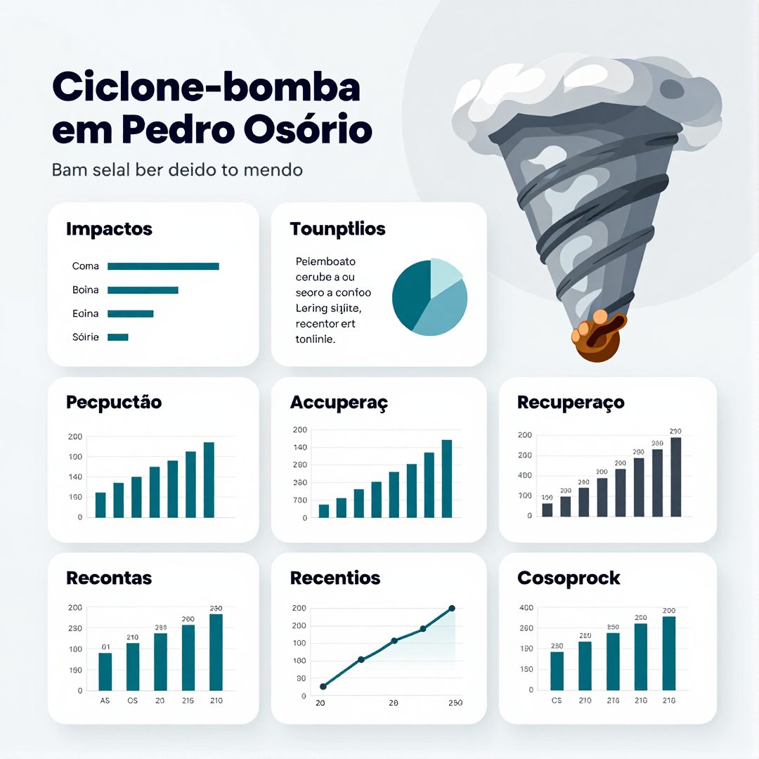 Infográfico - Ciclone-bomba e tornado em Pedro Osório: impactos, recuperação e novas projeções meteorológicas no Rio Grande do Sul