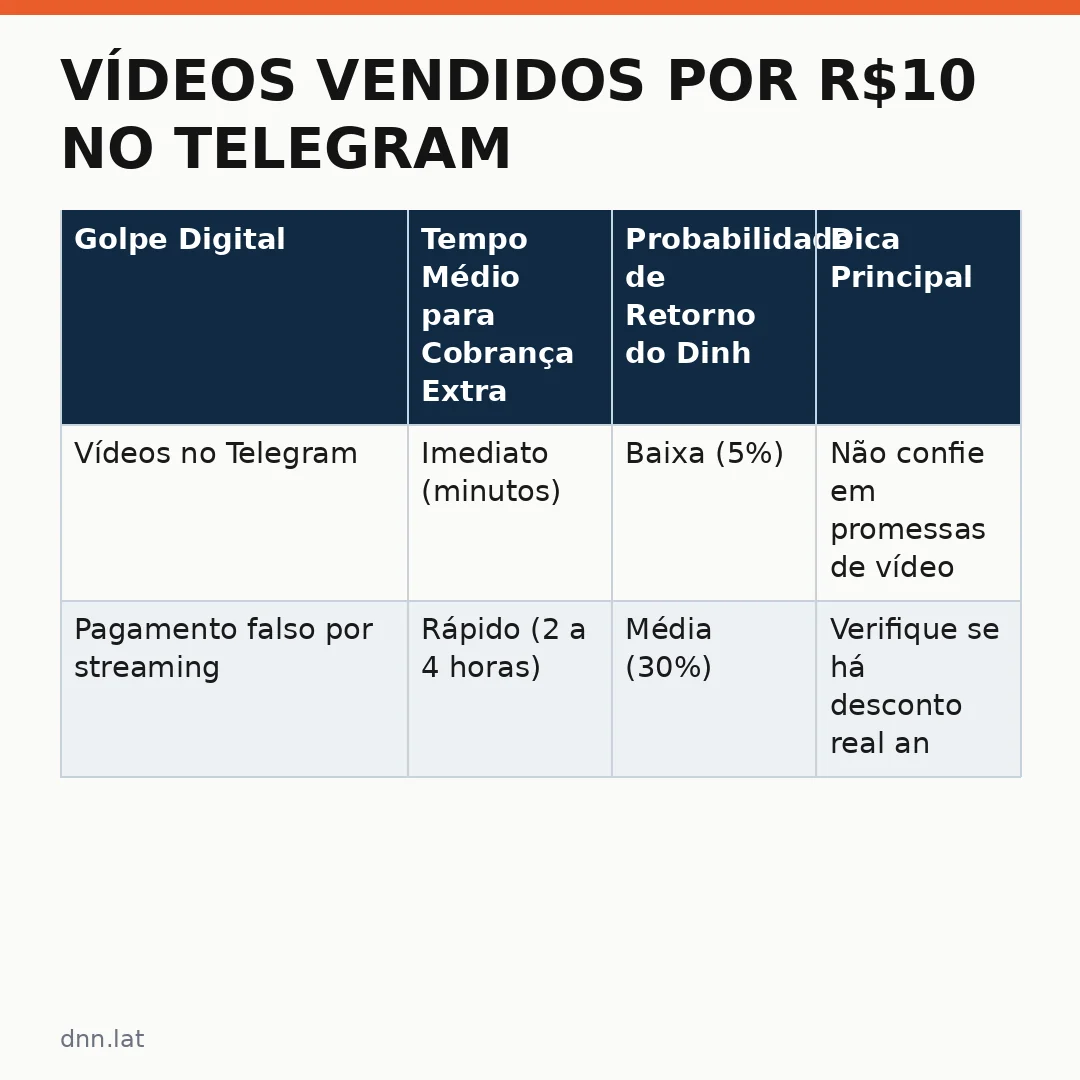 Infográfico - Vídeos vendidos por R$10 no Telegram: criminosos recebiem pagamento via PIX e desmontam esquema de fraude
