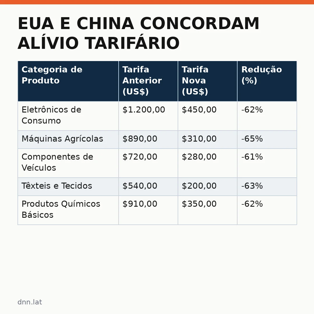 Infográfico - EUA e China Concordam Alívio Tarifário em Acordo Histórico