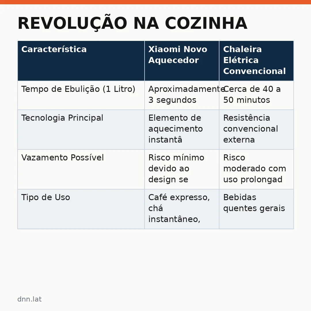 Infográfico - Revolução na Cozinha: Xiaomi Lança Novo Aquecedor que Ferve Água em 3 Segundos