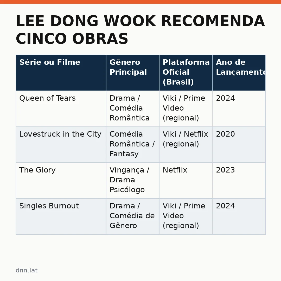 Infográfico - Lee Dong Wook recomenda cinco obras imperdíveis no streaming